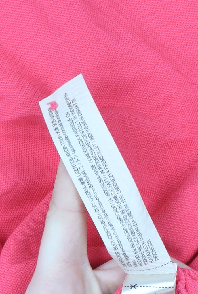 Massimo Dutti Unisex Pink Polo Shirt Size L Short Sleeve Cotton