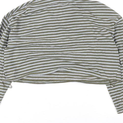 Cider Womens Green Striped Collared Cropped Polo Shirt XL