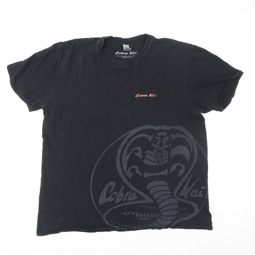 Cobra Kai Men's Black Cotton Graphic T-Shirt L Regular Fit