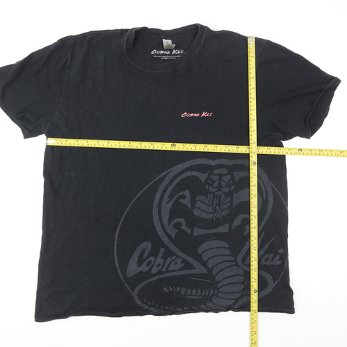 Cobra Kai Men's Black Cotton Graphic T-Shirt L Regular Fit