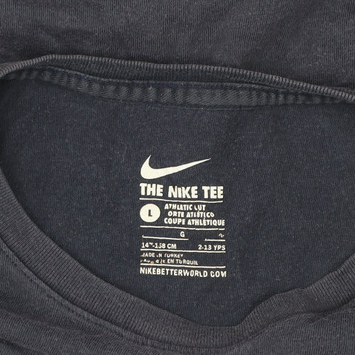 Nike Boys Navy Blue Graphic Short Sleeve Athletic T-Shirt Size 13-14 Years