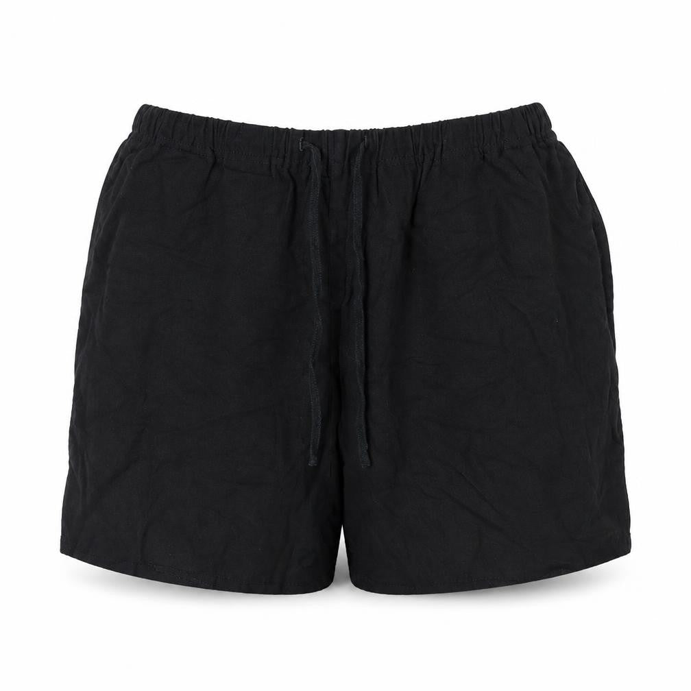 Front view of LTS Women’s Black Viscose Relaxed Drawstring Shorts UK 16