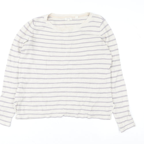 Fat Face Women’s Beige Striped Crew Neck Knit Jumper Size 12
