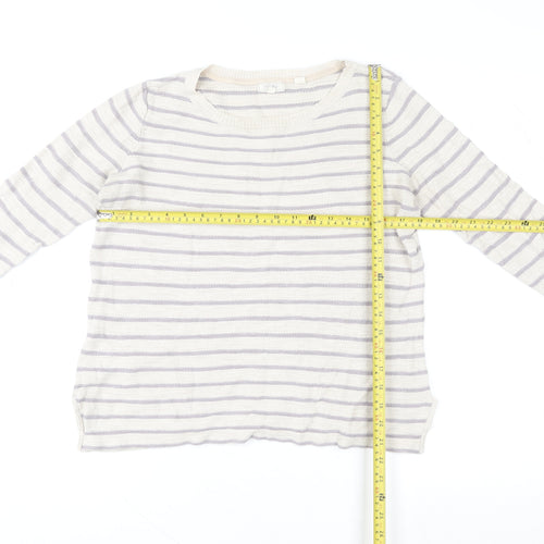 Fat Face Women’s Beige Striped Crew Neck Knit Jumper Size 12