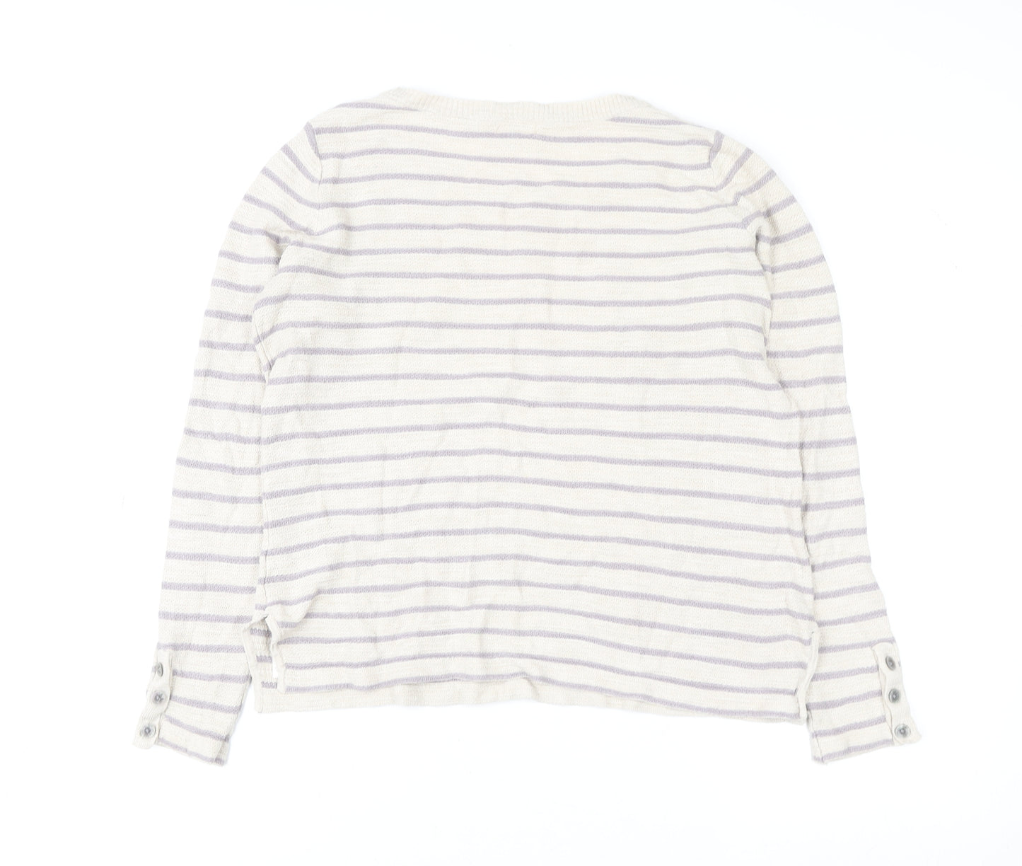 Fat Face Women’s Beige Striped Crew Neck Knit Jumper Size 12
