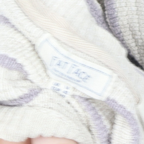 Fat Face Women’s Beige Striped Crew Neck Knit Jumper Size 12