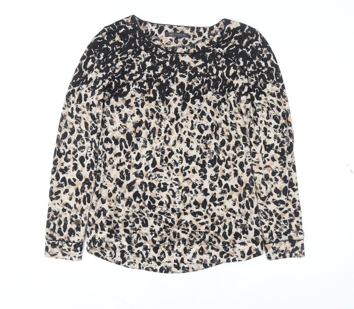 Marks and Spencer Womens Beige Leopard Print Long Sleeve T-Shirt Size 8