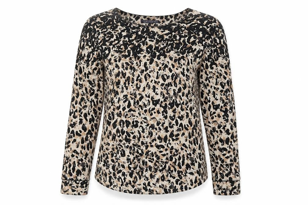 Marks and Spencer Womens Beige Leopard Print Long Sleeve T-Shirt Size 8