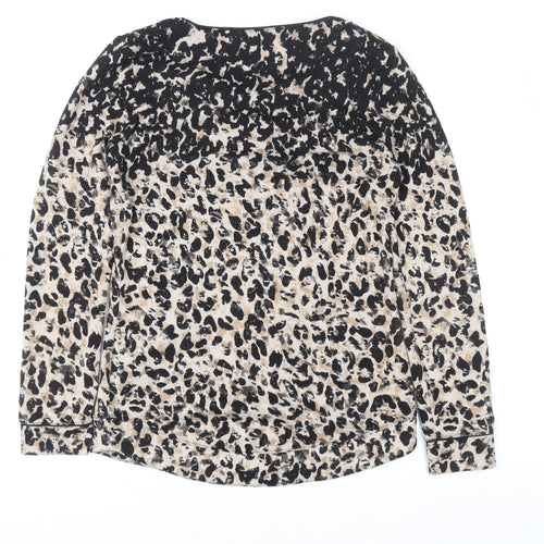 Marks and Spencer Womens Beige Leopard Print Long Sleeve T-Shirt Size 8
