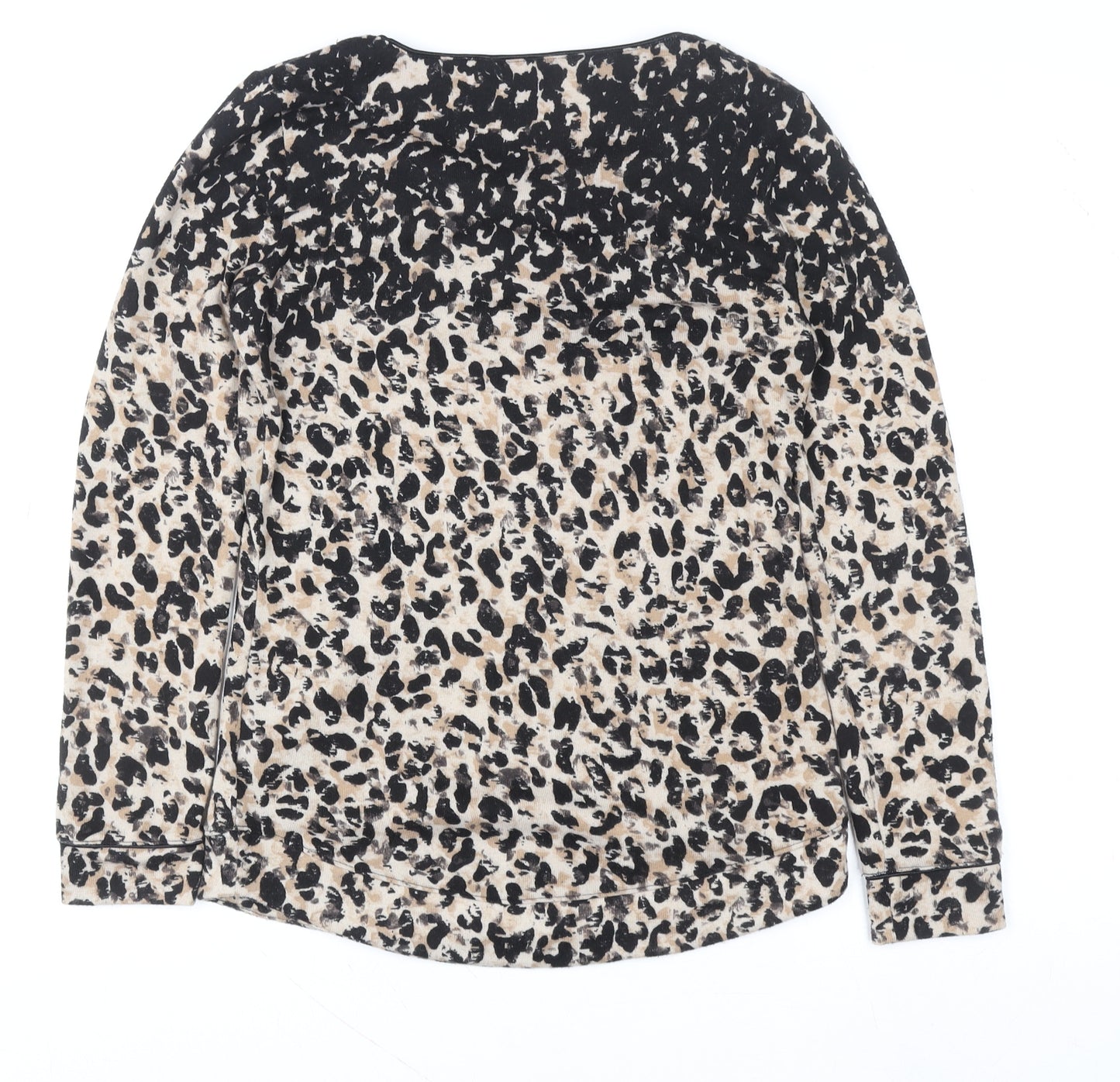 Marks and Spencer Womens Beige Leopard Print Long Sleeve T-Shirt Size 8