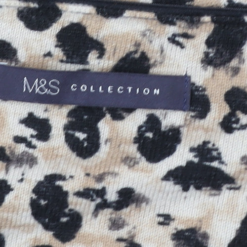 Marks and Spencer Womens Beige Leopard Print Long Sleeve T-Shirt Size 8