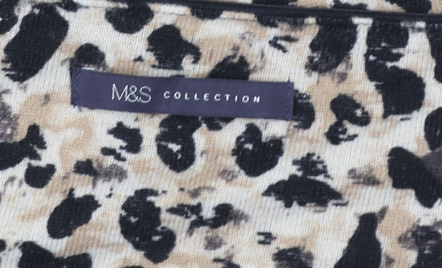 Marks and Spencer Womens Beige Leopard Print Long Sleeve T-Shirt Size 8