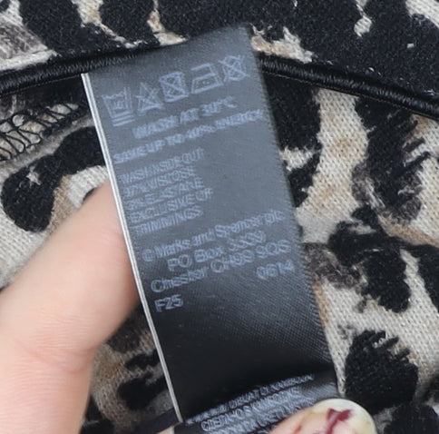Marks and Spencer Womens Beige Leopard Print Long Sleeve T-Shirt Size 8