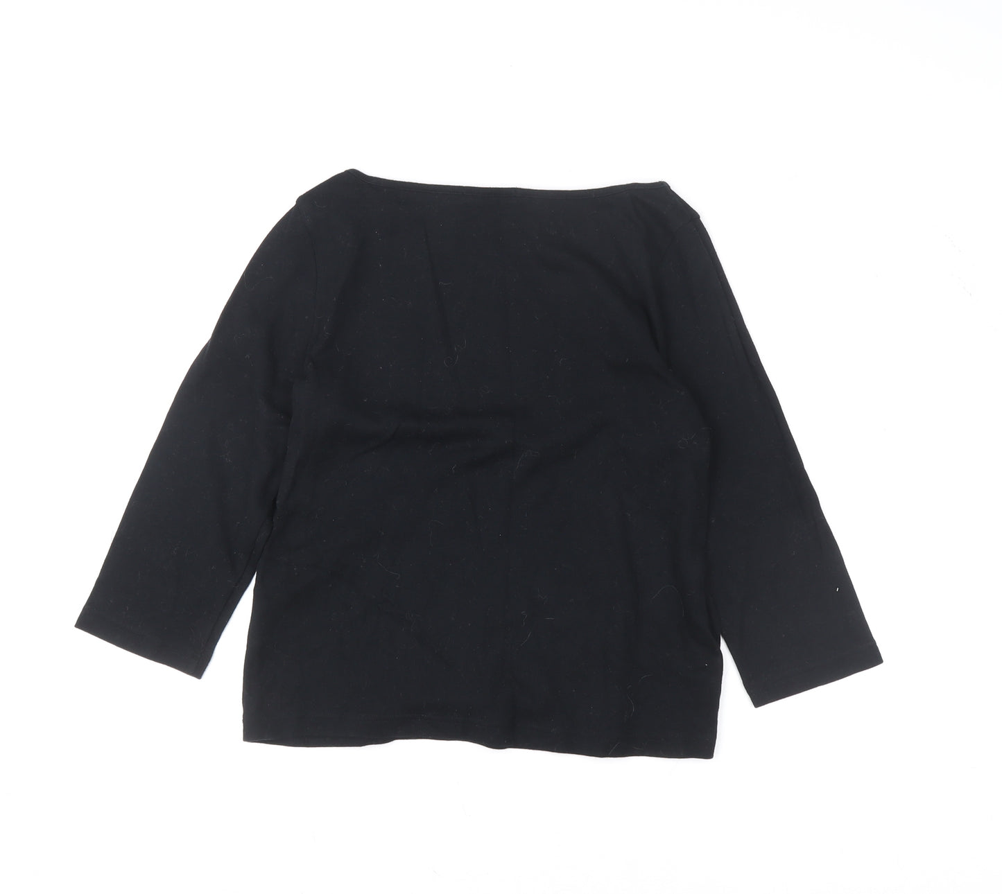 Marks and Spencer Women's Black Sequin 3/4 Sleeve Boat Neck T-Shirt UK 14