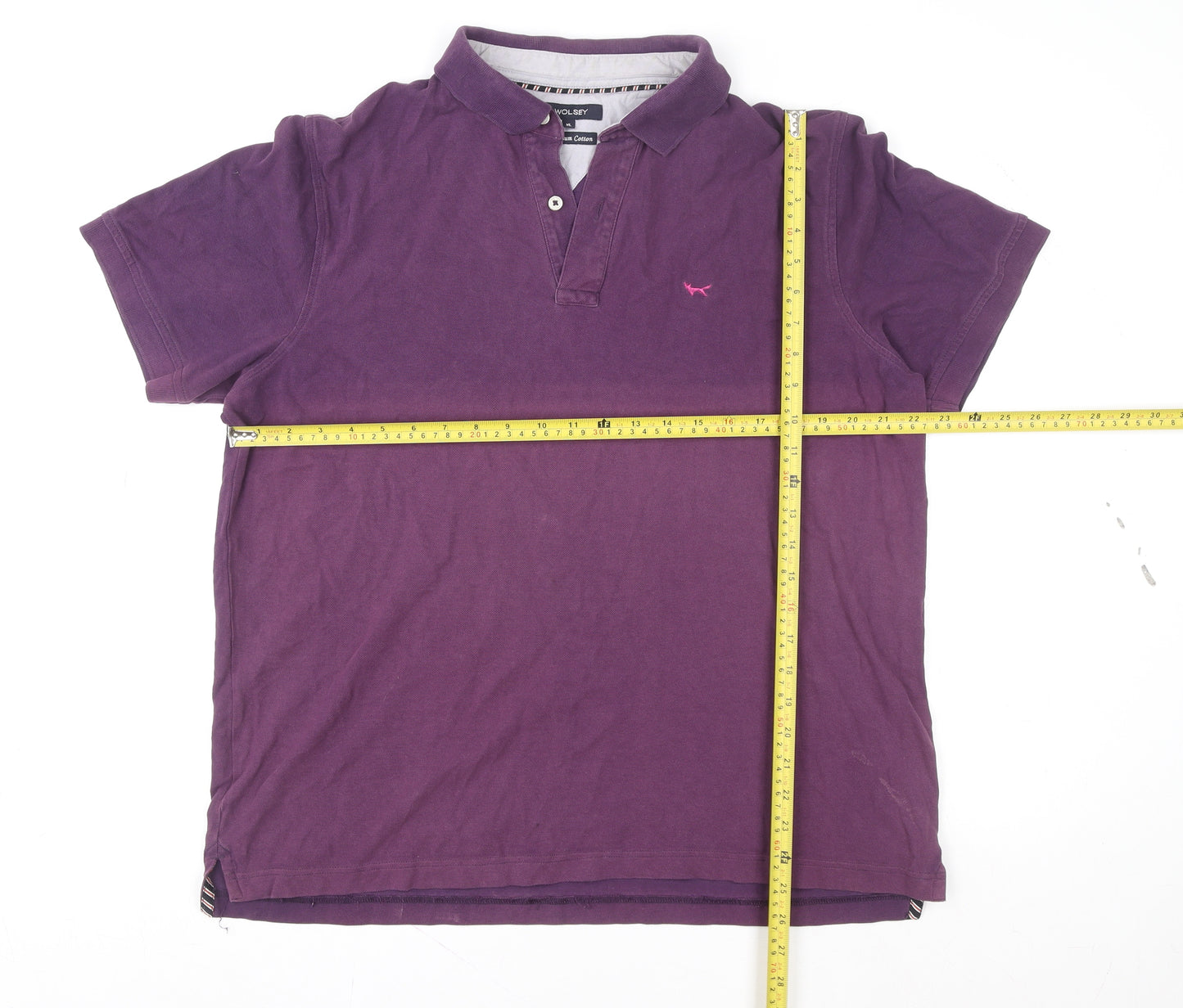 Wolsey Men's Purple Cotton Short Sleeve Polo Shirt XL