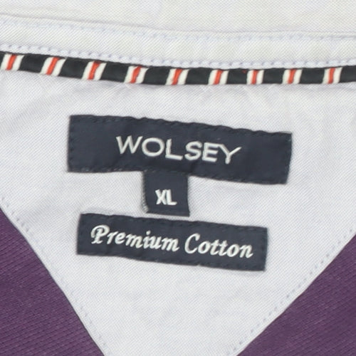 Wolsey Men's Purple Cotton Short Sleeve Polo Shirt XL
