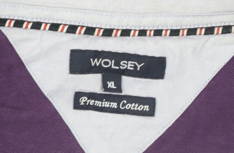 Wolsey Men's Purple Cotton Short Sleeve Polo Shirt XL