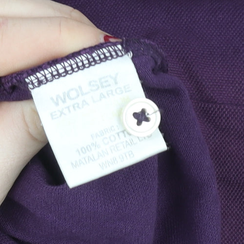 Wolsey Men's Purple Cotton Short Sleeve Polo Shirt XL