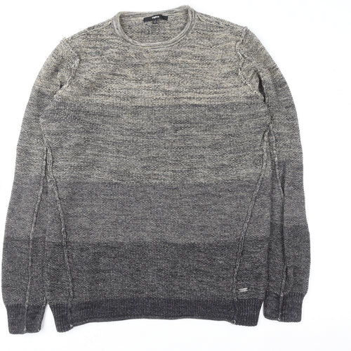 tigha Mens Grey Knit Pullover Sweatshirt Size S Regular Fit