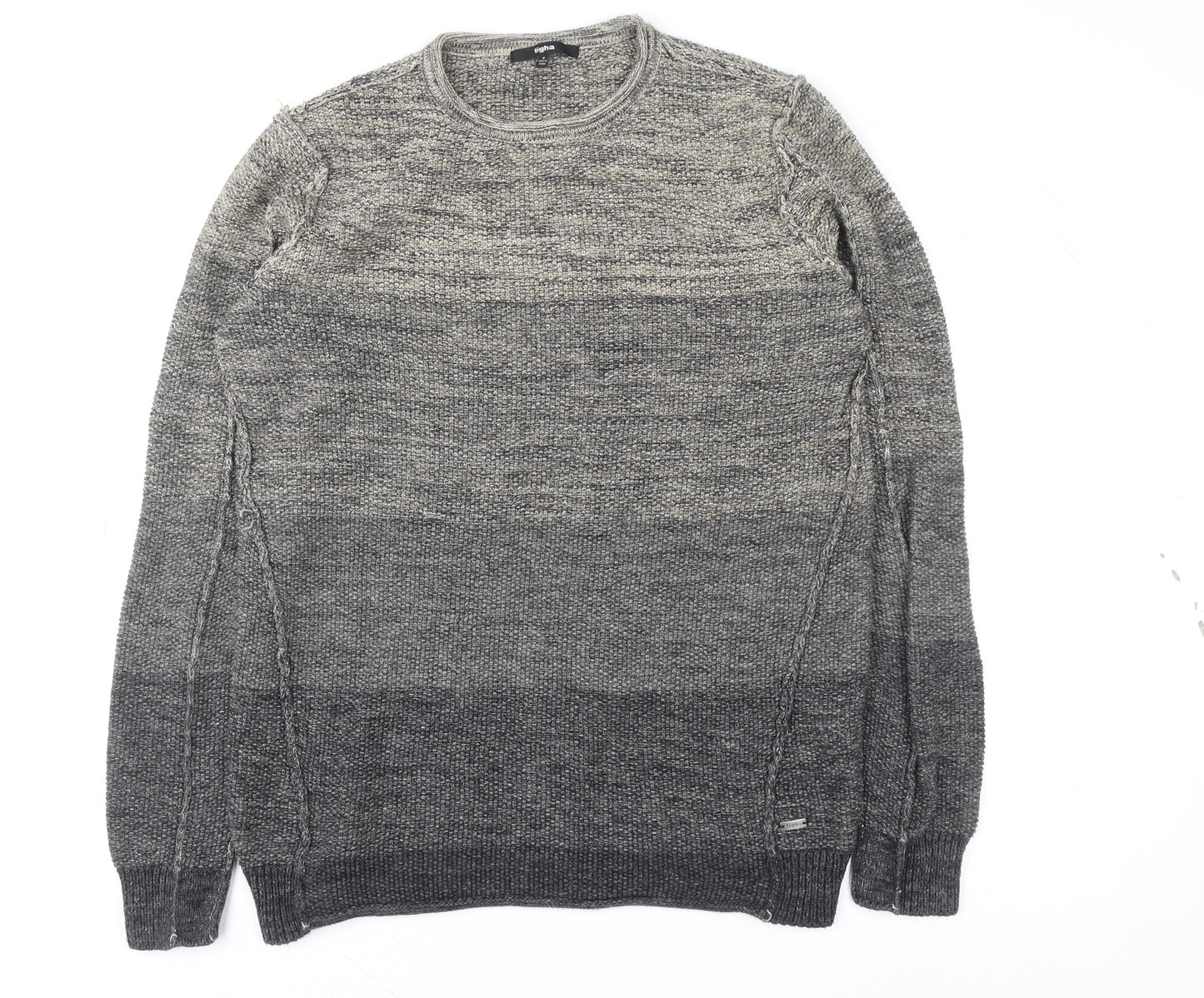 tigha Mens Grey Knit Pullover Sweatshirt Size S Regular Fit