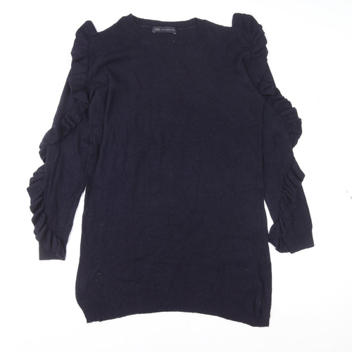 Marks and Spencer Womens Blue Ruffle Sleeve Knit Blouse UK 12