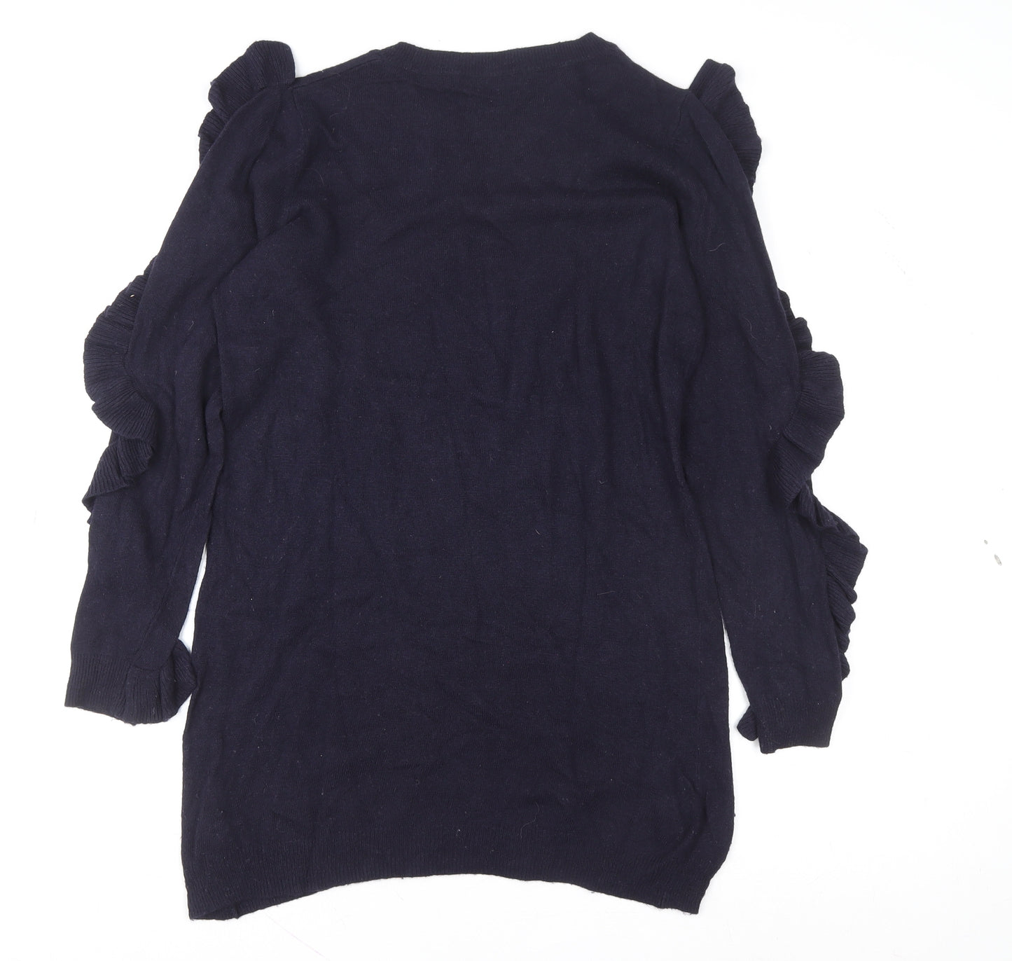 Marks and Spencer Womens Blue Ruffle Sleeve Knit Blouse UK 12