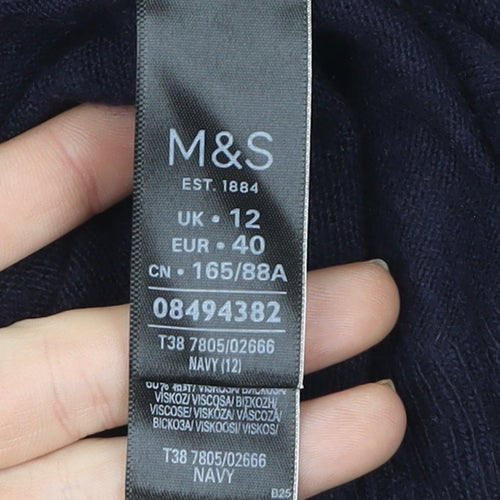 Marks and Spencer Womens Blue Ruffle Sleeve Knit Blouse UK 12