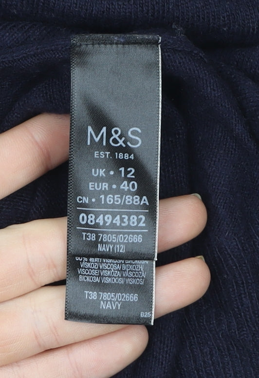 Marks and Spencer Womens Blue Ruffle Sleeve Knit Blouse UK 12