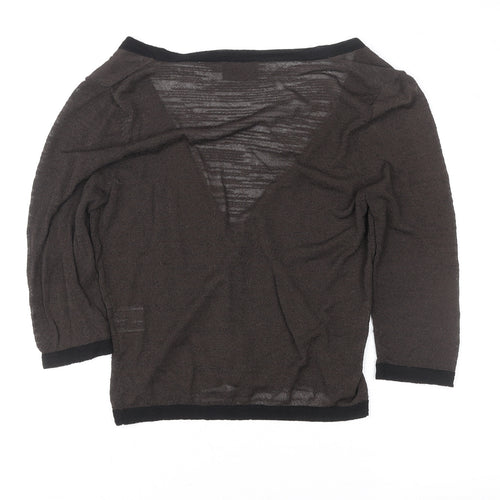 Alex & Co. Women Brown 3/4 Sleeve Knit V-Neck Cardigan Size 10