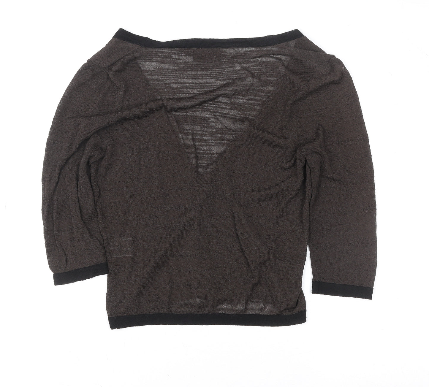Alex & Co. Women Brown 3/4 Sleeve Knit V-Neck Cardigan Size 10
