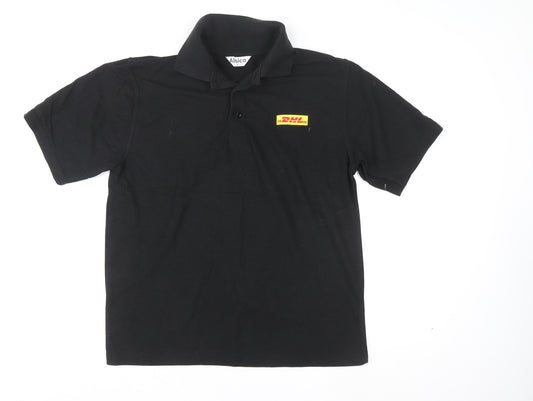 Alsico Men's Black Short Sleeve Work Polo Shirt L With DHL Logo