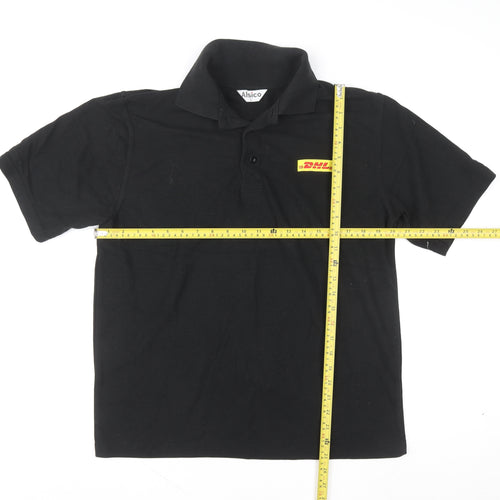 Alsico Men's Black Short Sleeve Work Polo Shirt L With DHL Logo