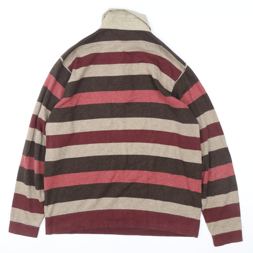 Springfield Men’s Multicoloured Striped Long Sleeve Cotton Polo S
