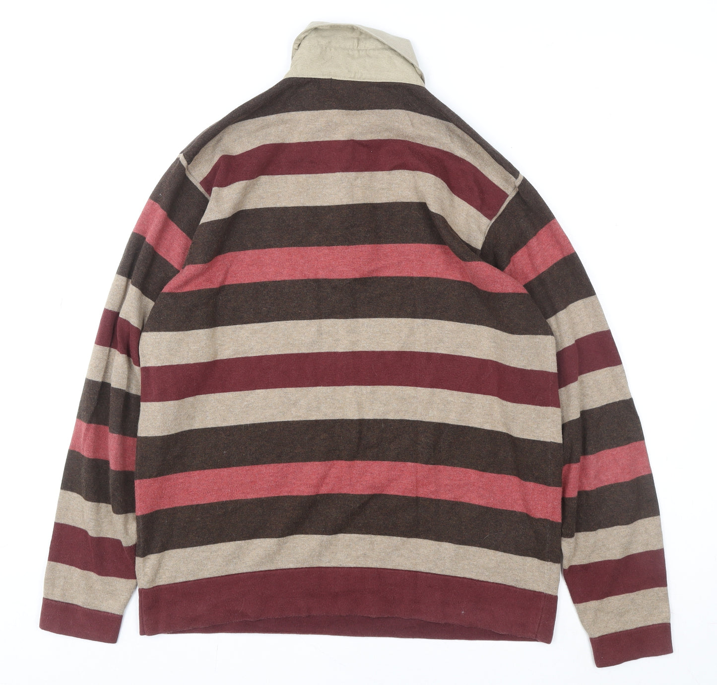 Springfield Men’s Multicoloured Striped Long Sleeve Cotton Polo S