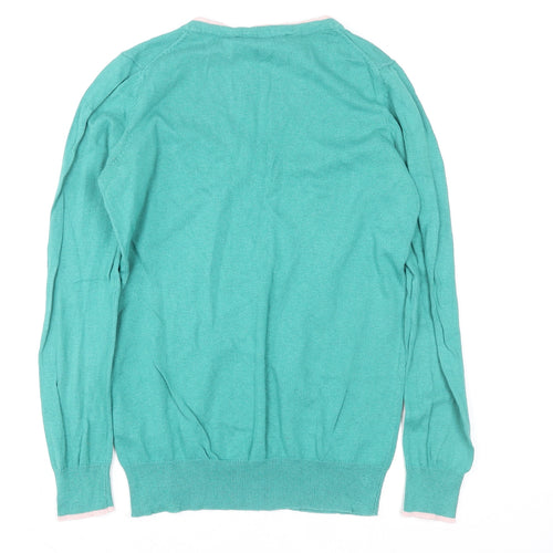 Crew Clothing Company Women's Green Size 8 V-Neck Cotton Cashmere Sweater