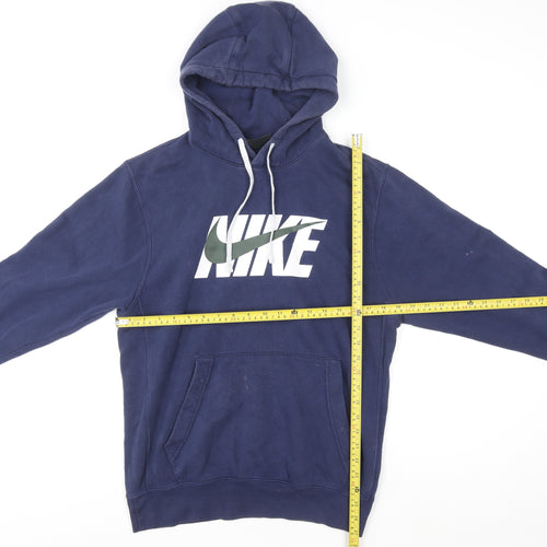 Nike Men's Blue Pullover Hoodie S Graphic Logo Fleece Sweatshirt