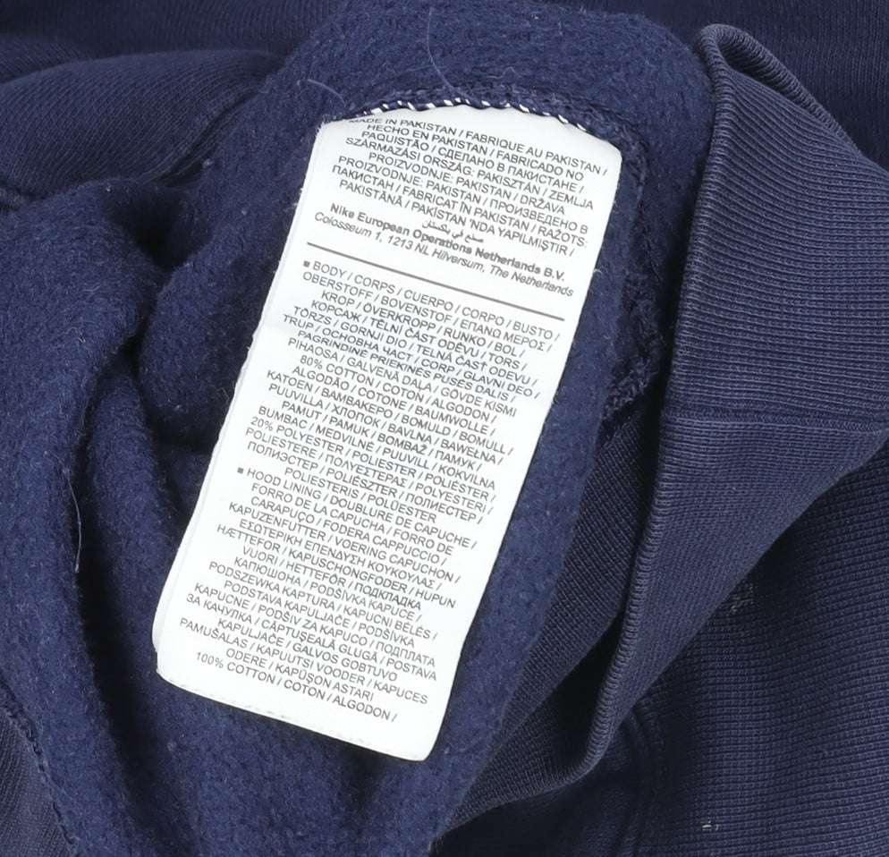 Nike Men's Blue Pullover Hoodie S Graphic Logo Fleece Sweatshirt