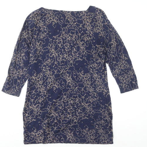 Next Women’s Blue Floral Shift Dress Size 14 Knit 3/4 Sleeve