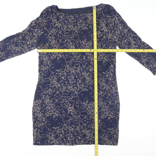 Next Women’s Blue Floral Shift Dress Size 14 Knit 3/4 Sleeve