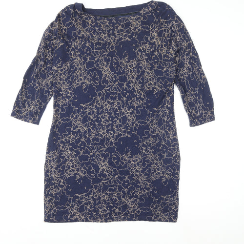 Next Women’s Blue Floral Shift Dress Size 14 Knit 3/4 Sleeve