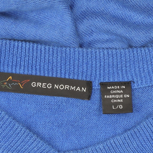 Greg Norman Men's Blue Argyle V-Neck Golf Sleeveless Vest L