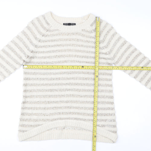 Heart & Soul Women’s Beige Striped Knit Jumper Size 12 Crew Neck