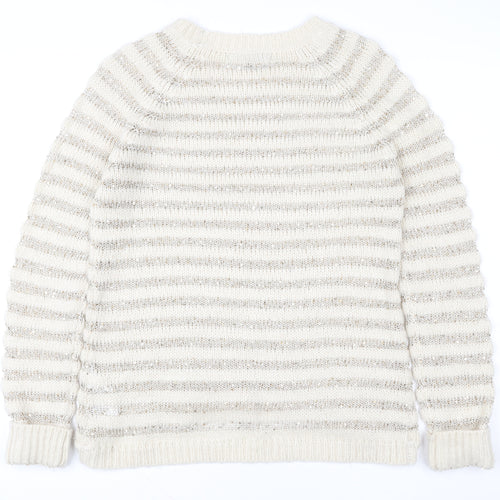 Heart & Soul Women’s Beige Striped Knit Jumper Size 12 Crew Neck