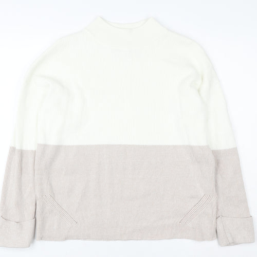 Paul Costelloe Living Women Beige & White Pullover Sweatshirt Small
