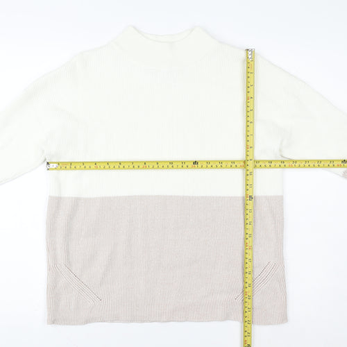 Paul Costelloe Living Women Beige & White Pullover Sweatshirt Small
