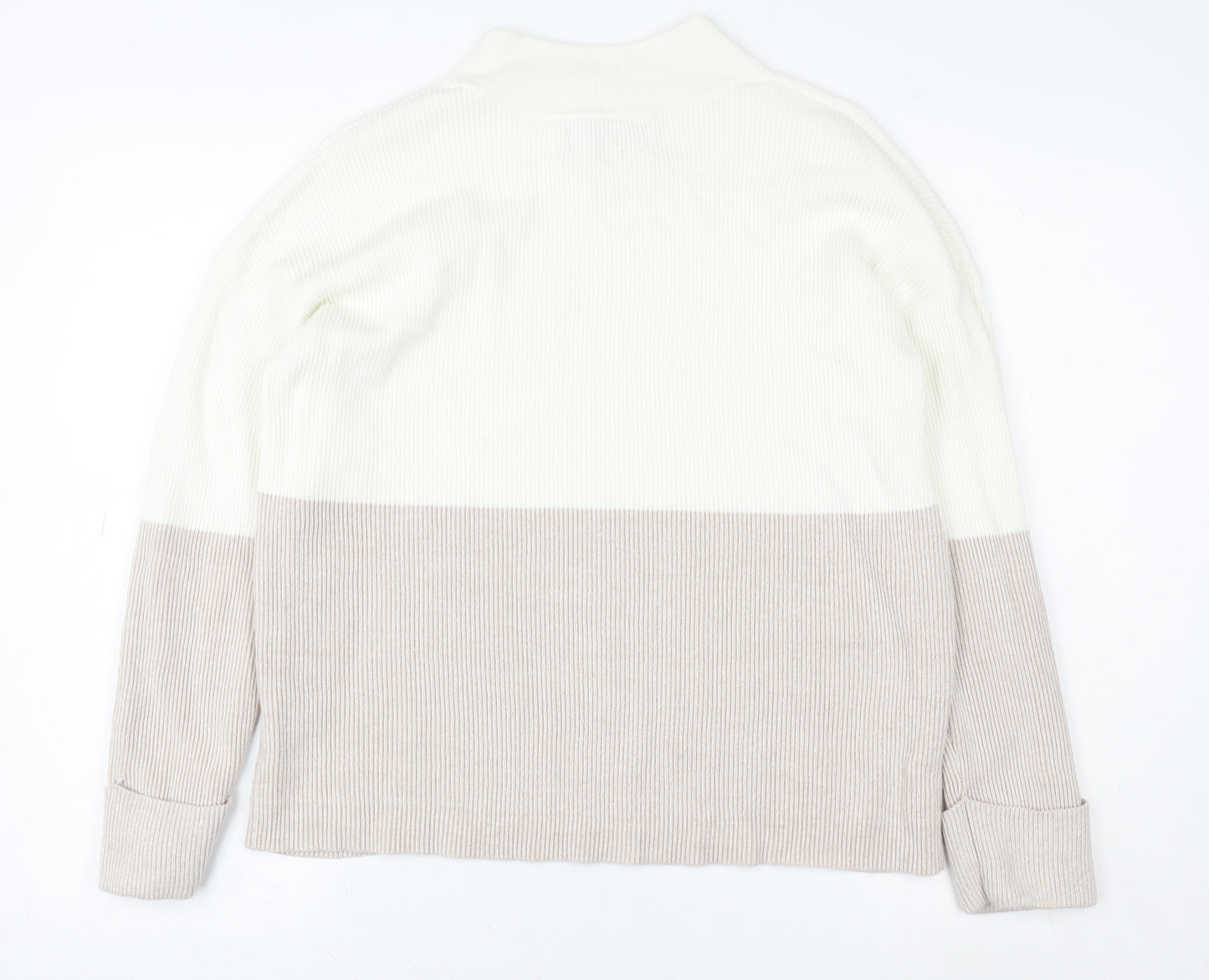 Paul Costelloe Living Women Beige & White Pullover Sweatshirt Small