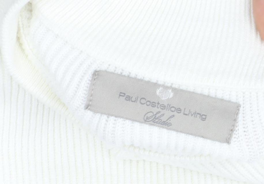 Paul Costelloe Living Women Beige & White Pullover Sweatshirt Small