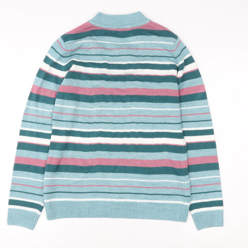 ISLE Women’s Multicoloured Striped Acrylic V-Neck Pullover Jumper Size S 10-12