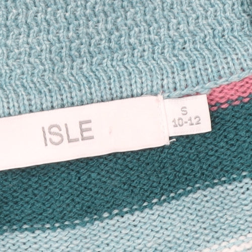 ISLE Women’s Multicoloured Striped Acrylic V-Neck Pullover Jumper Size S 10-12