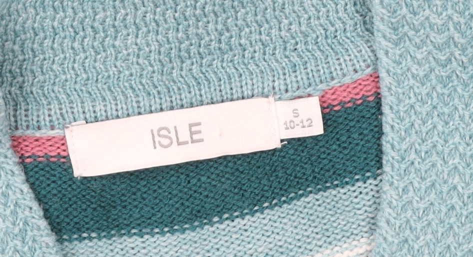 ISLE Women’s Multicoloured Striped Acrylic V-Neck Pullover Jumper Size S 10-12